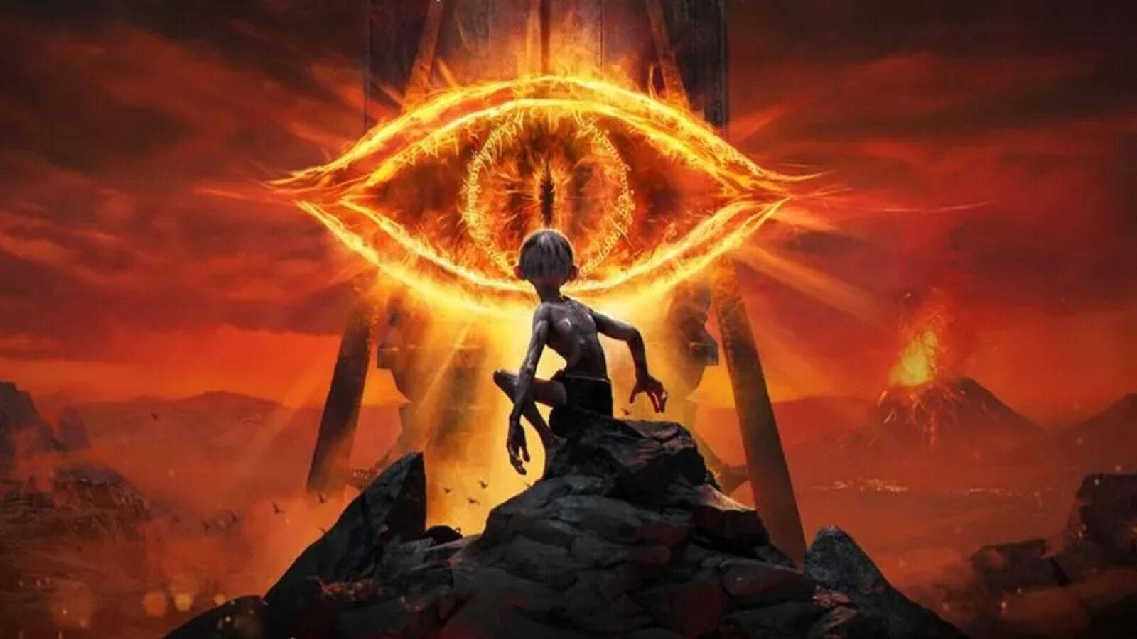 Gollum Stares Back At Eye Of Sauron Wallpaper