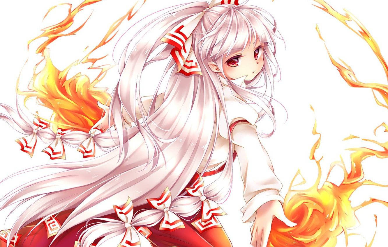 Gorgeous Mokou Fire Anime Wallpaper