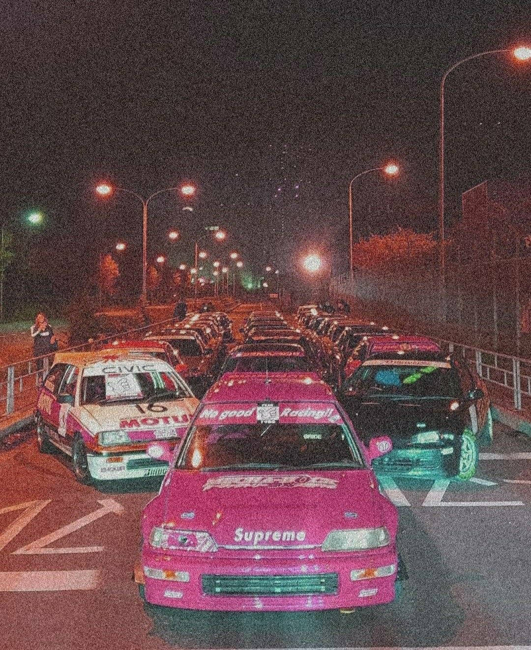 Grainy Jdm Cars At Night Wallpaper