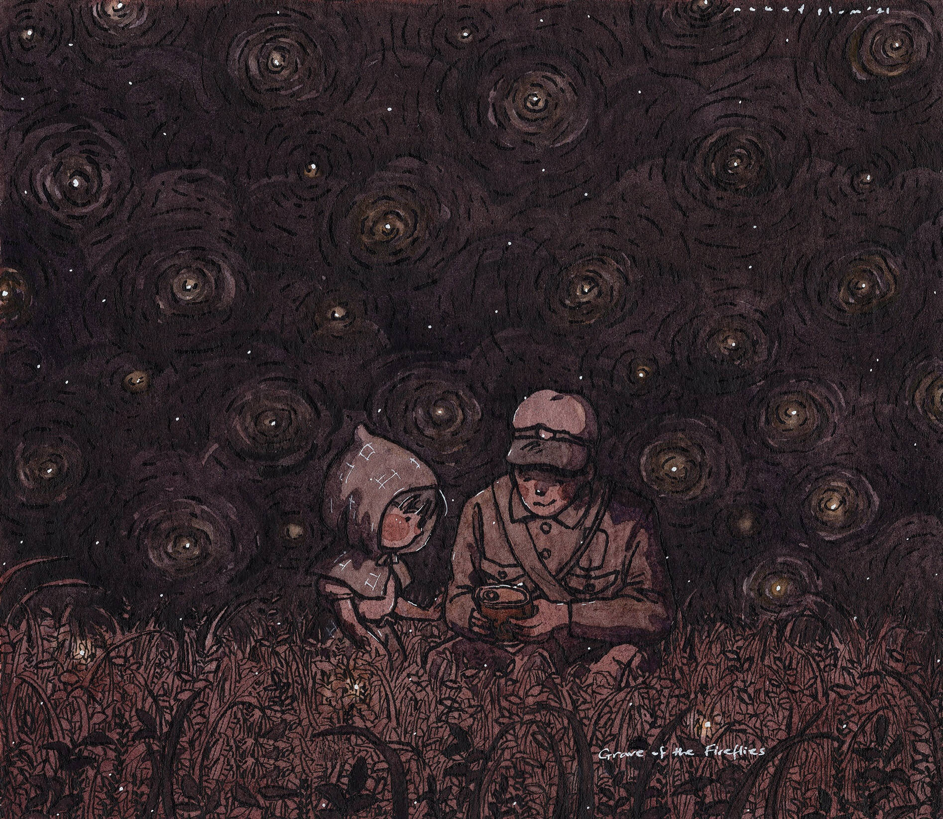 Grave Of The Fireflies Abstract Art Wallpaper