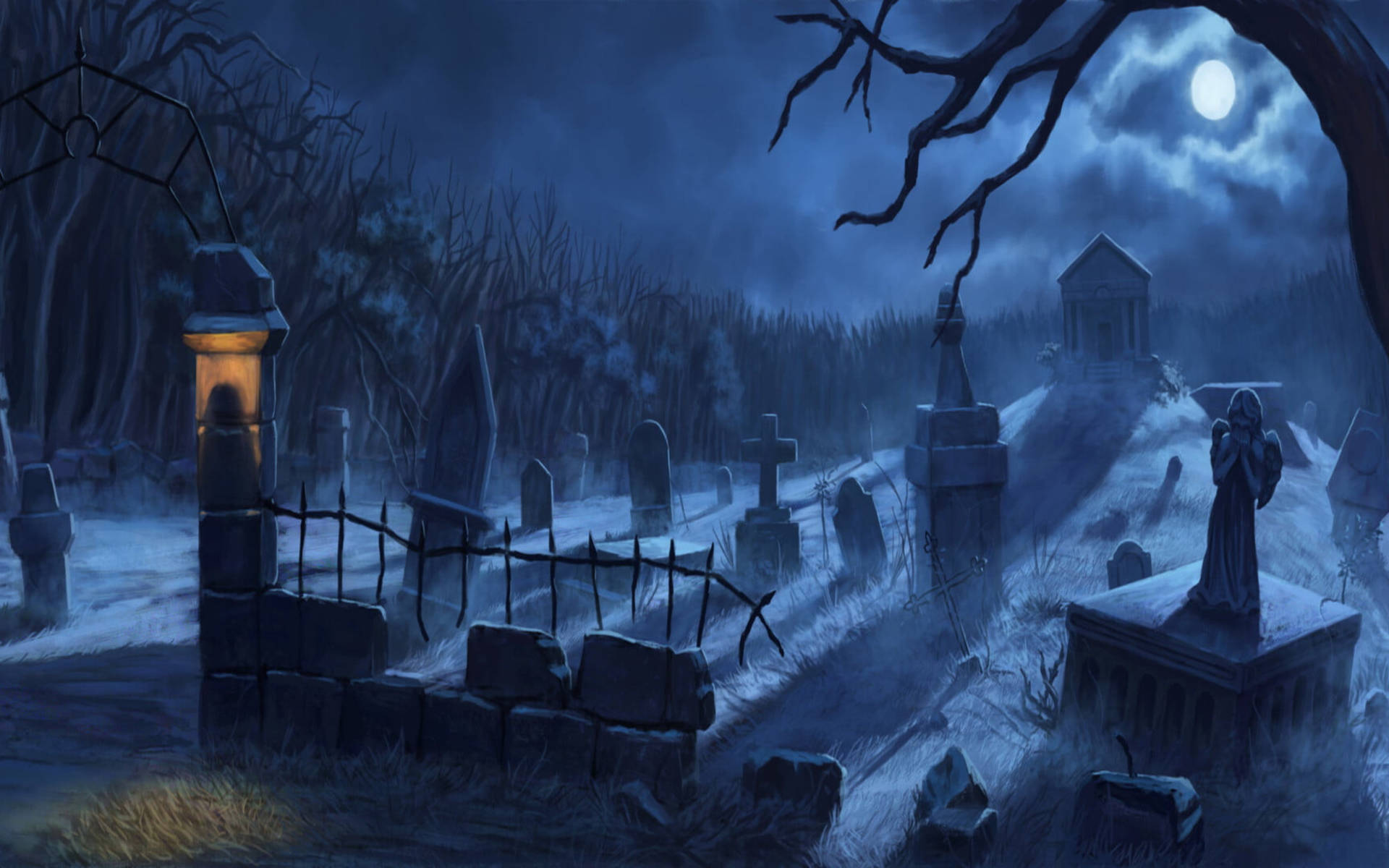 Graveyard At Midnight Wallpaper