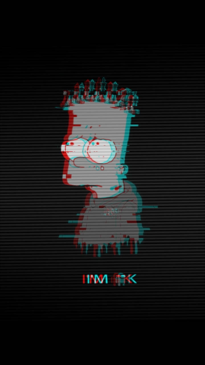 Grayscale Glitch Cool Bart Simpson Background Wallpaper