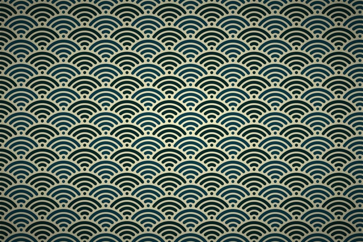 Green And Blue Japanese Waves Wallpaper