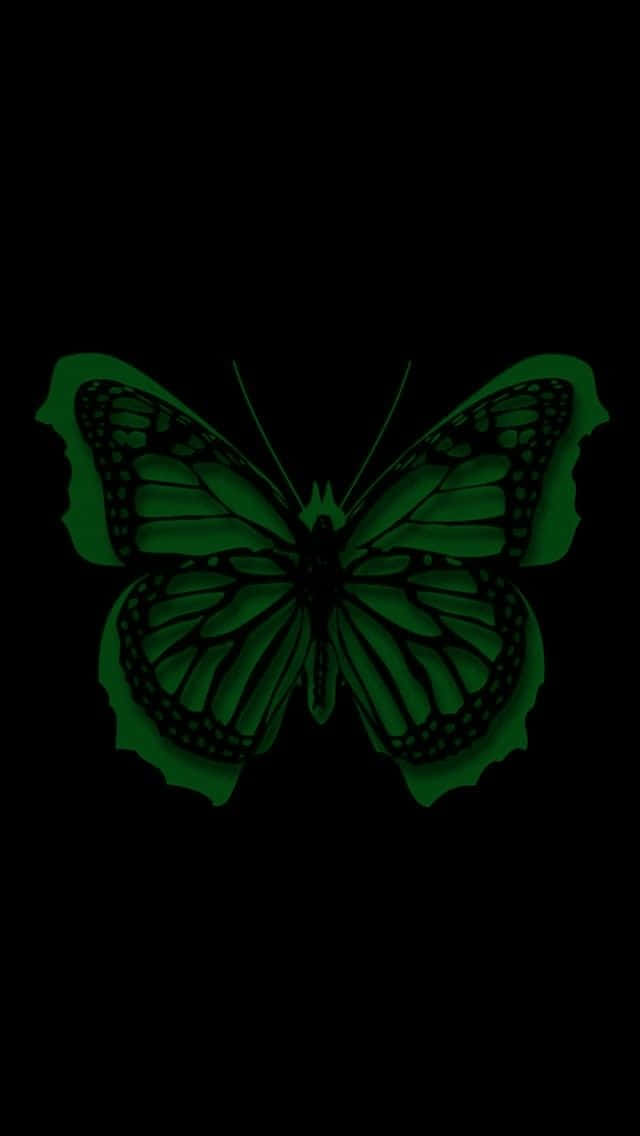 Green Butterfly Dark Aesthetic Wallpaper