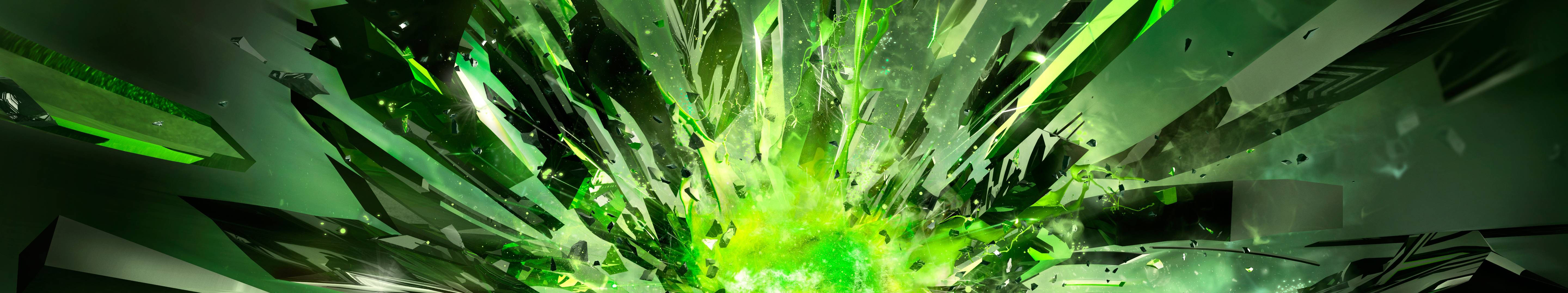 Green Crystals Explosion Wallpaper