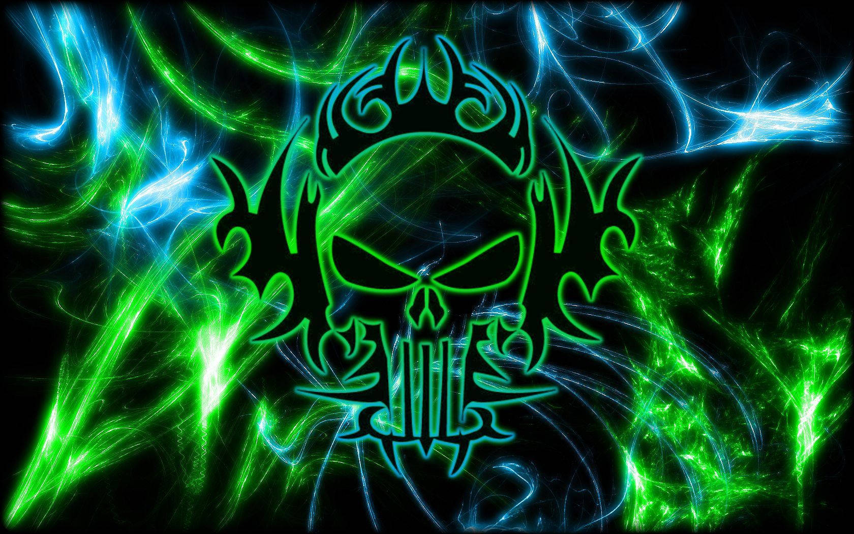 Green Fire Skull Logo Wallpaper