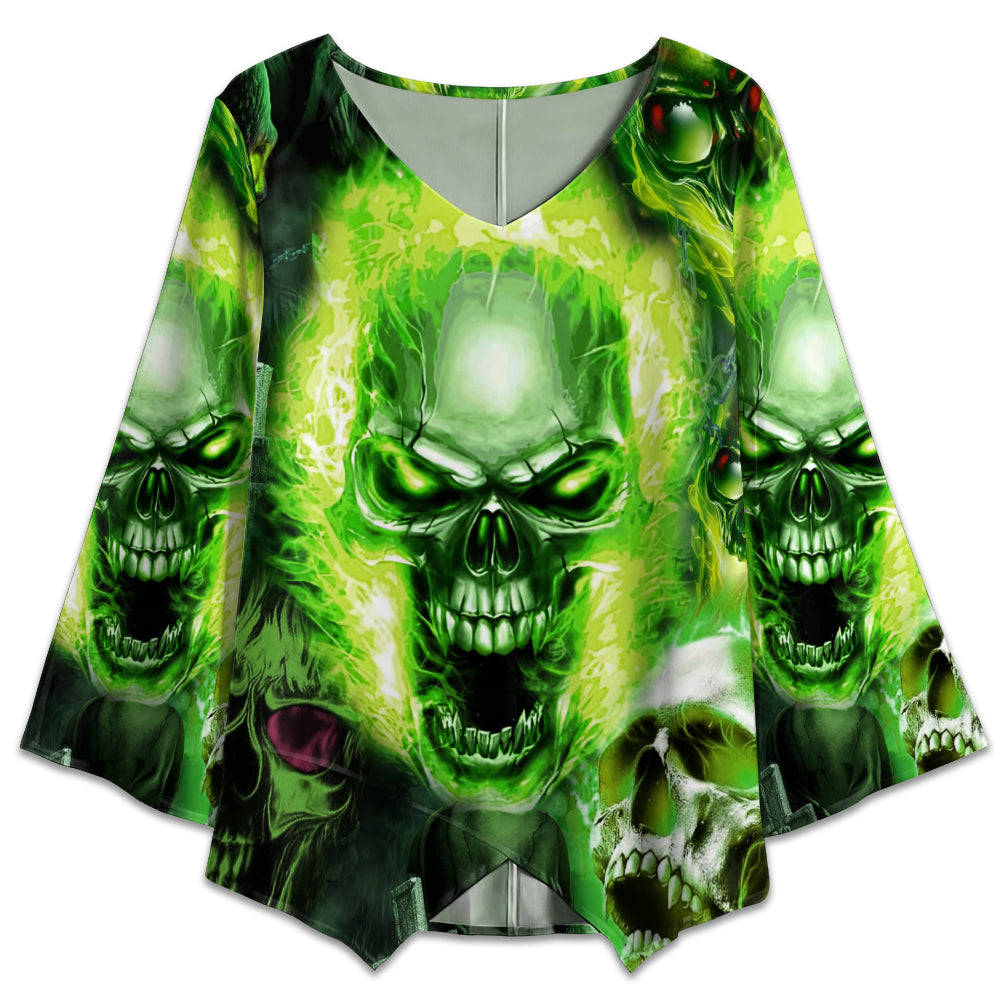 Green Fire Skull T-shirt Wallpaper