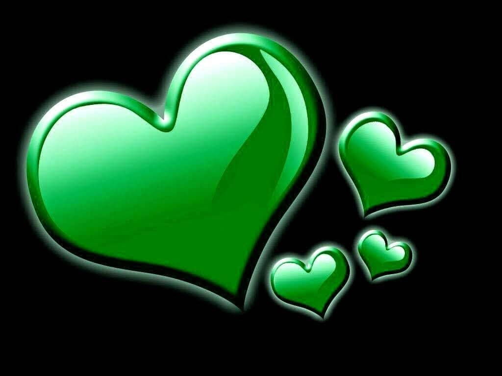 Green Heart And Three Small Wallpaper
