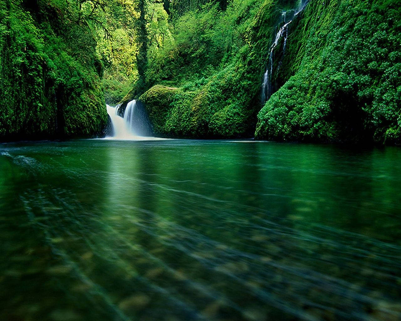 Green Nature Waterfalls Wallpaper