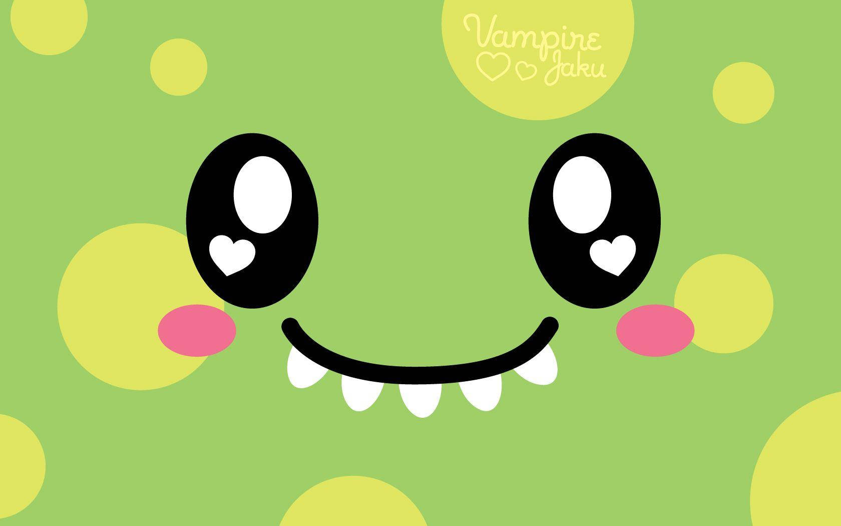 Green Toothy Smile Cute Computer Wallpaper
