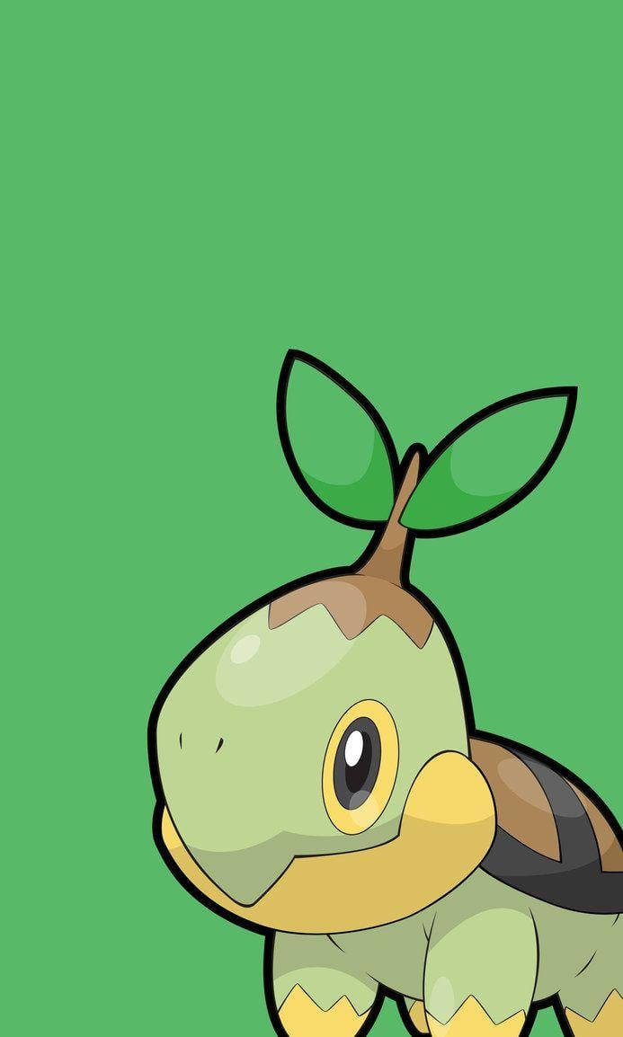 Green Turtwig Black Outline Wallpaper