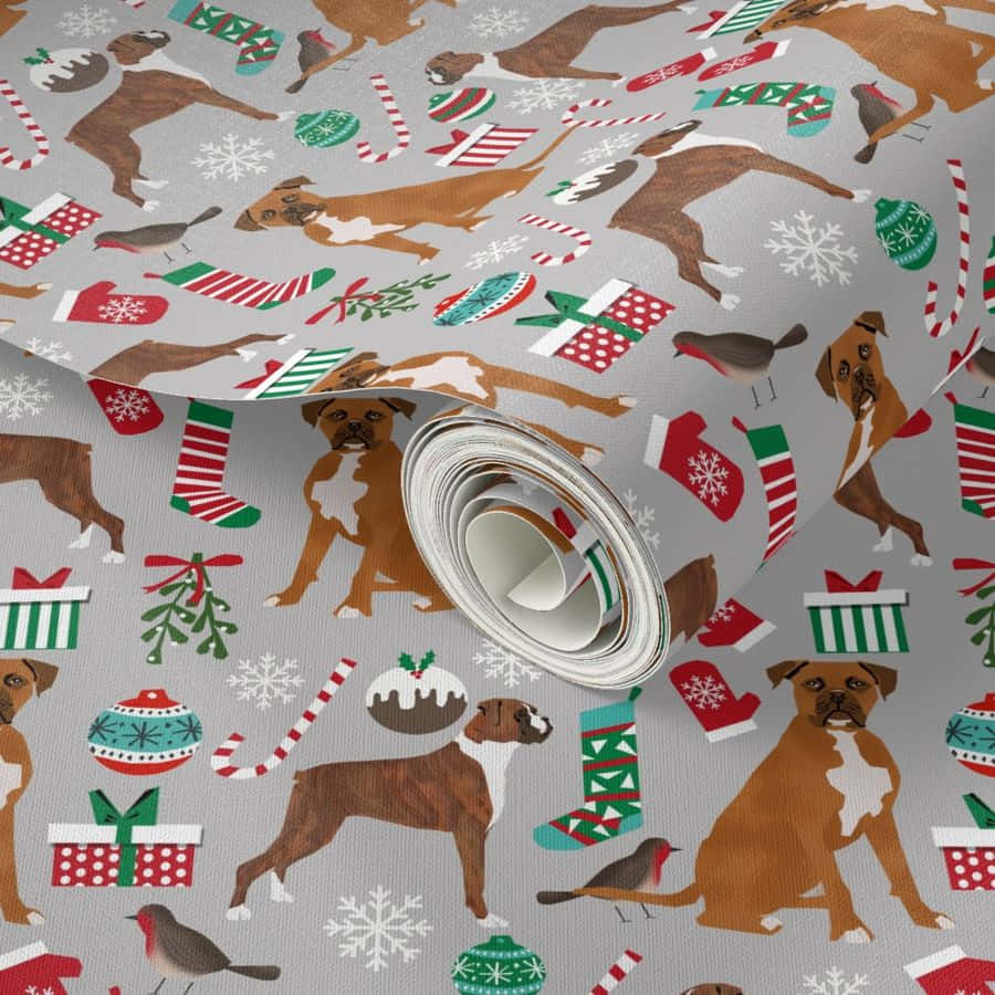 Grey Christmas Dog Wrapper Wallpaper