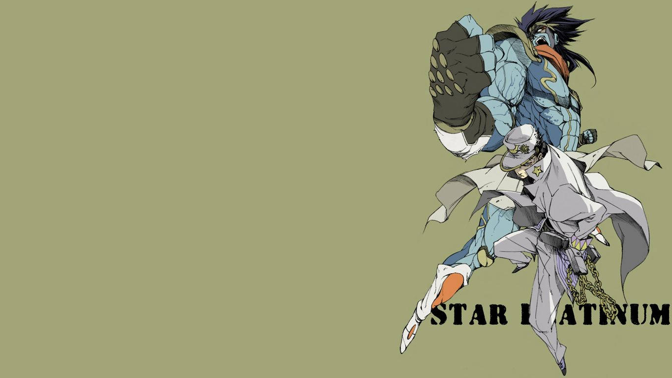 Grey Jotaro Kujo And Star Platinum Wallpaper