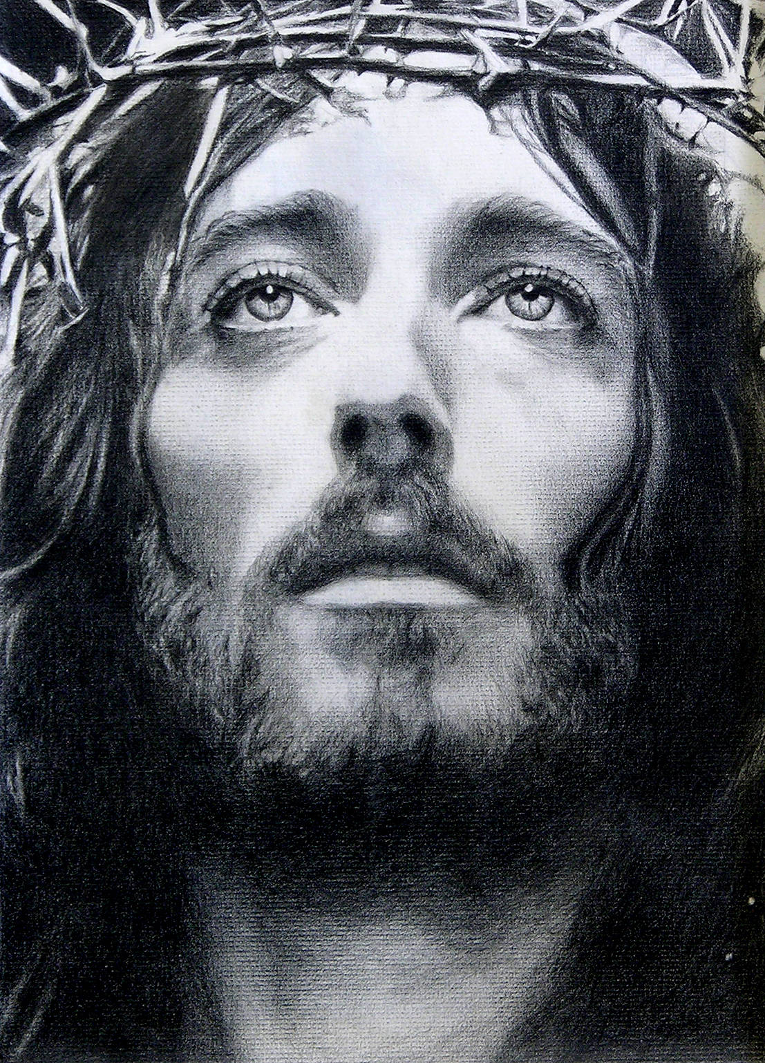 Greyscale Portrait Jesus Phone Wallpaper