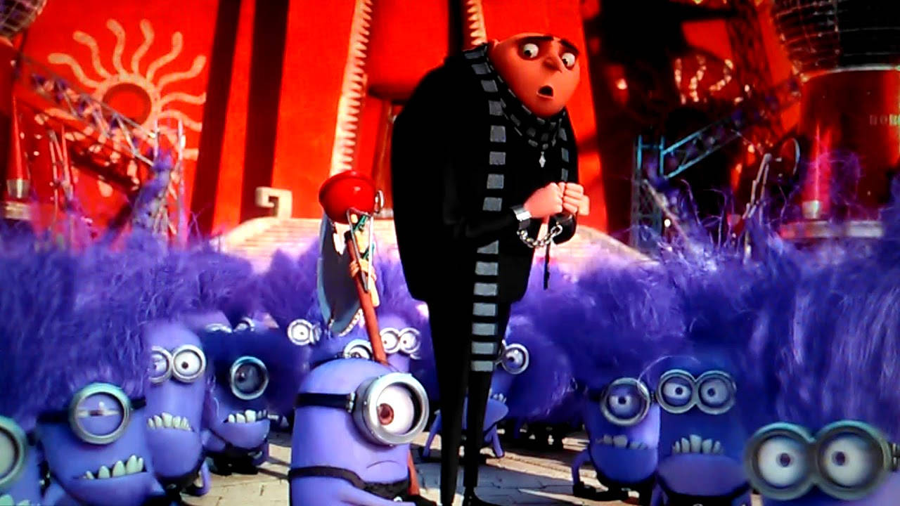Gru Standing With The Evil Minions Wallpaper