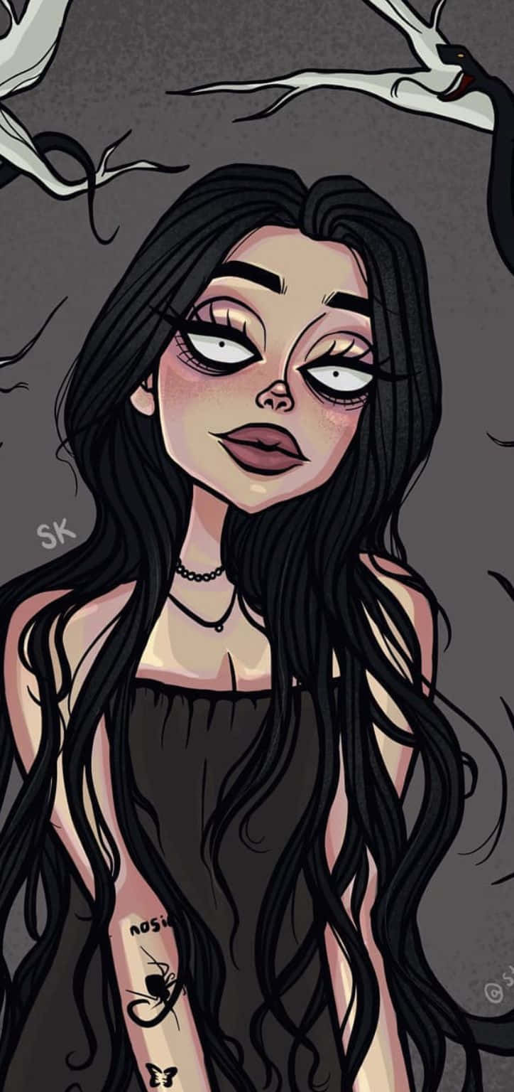 Grunge Cartoon Long Hair Small Pupils Wallpaper