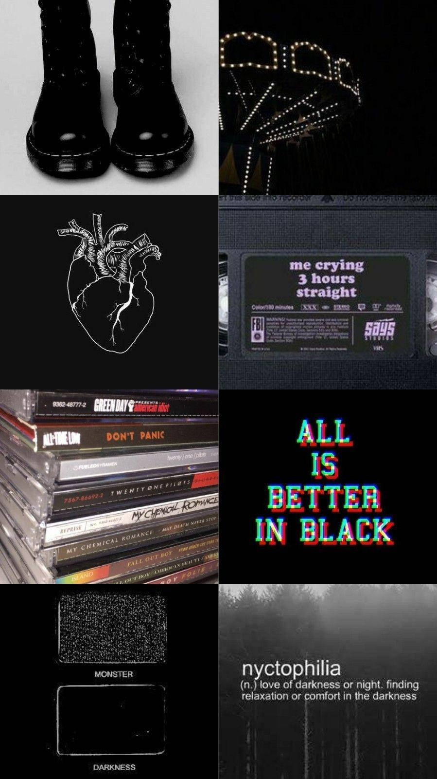 Grunge Emo Black Collage Aesthetic Wallpaper