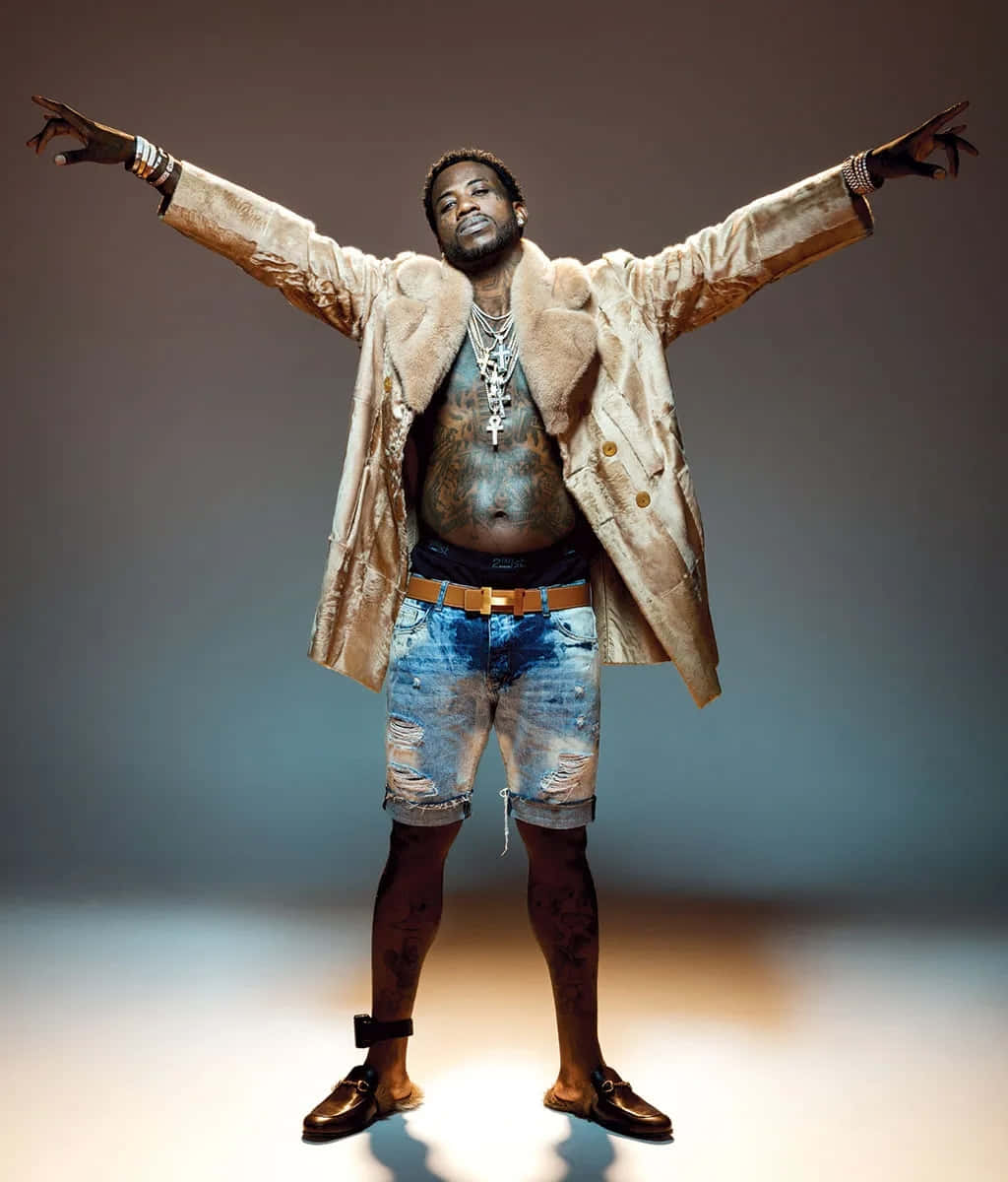 Gucci Mane_ Fur Coat_ Pose Wallpaper