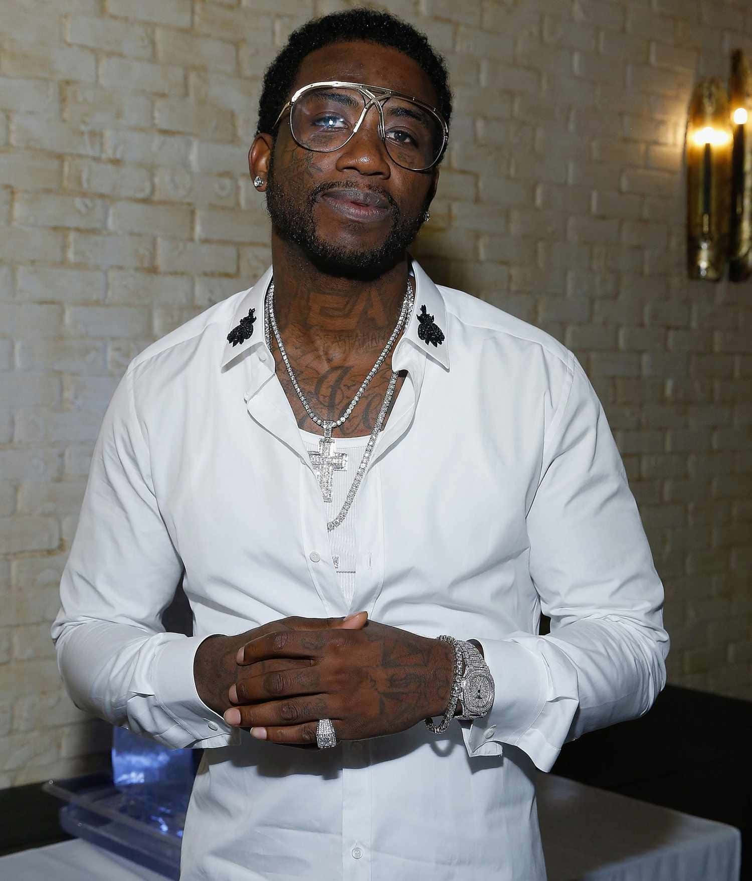 Gucci Mane White Shirt Jewelry Portrait Wallpaper