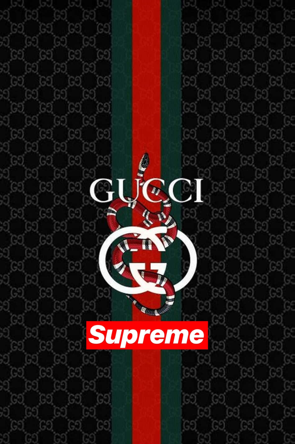 Gucci Supreme Logo On A Black Background Wallpaper