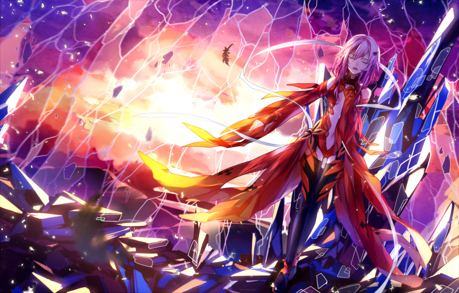 Guilty Crown Inori With Shattered Glass Wallpaper