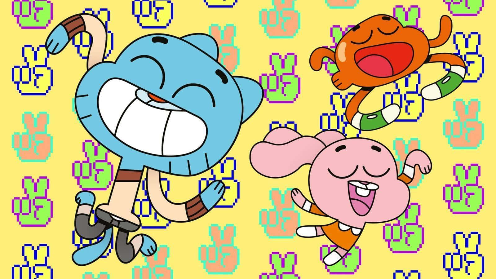 Gumball And Darwin's Playful Adventure Wallpaper