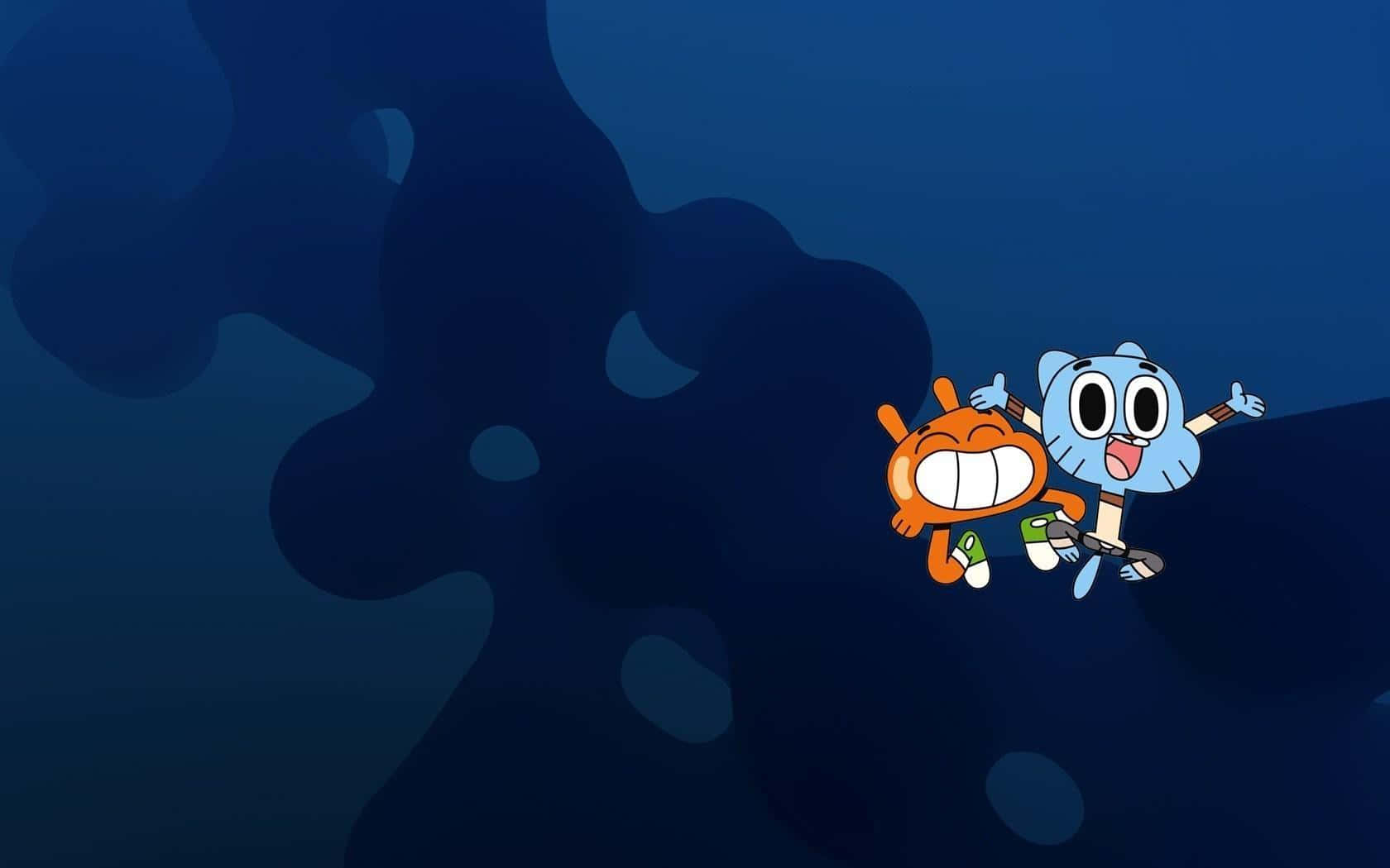 Gumball Watterson And Darwin Watterson Having Fun Together Wallpaper