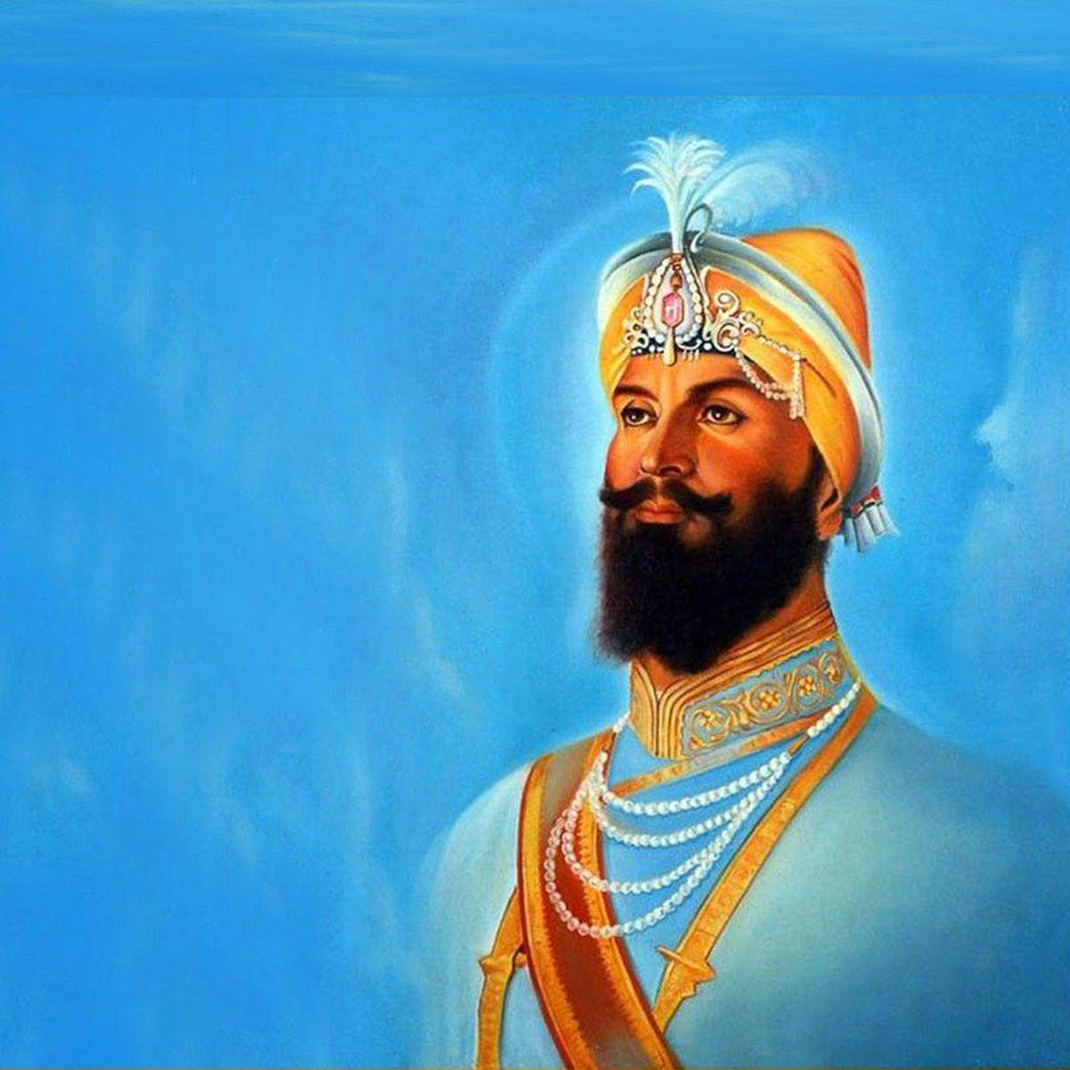 Guru Gobind Singh Ji Blue Portrait Wallpaper