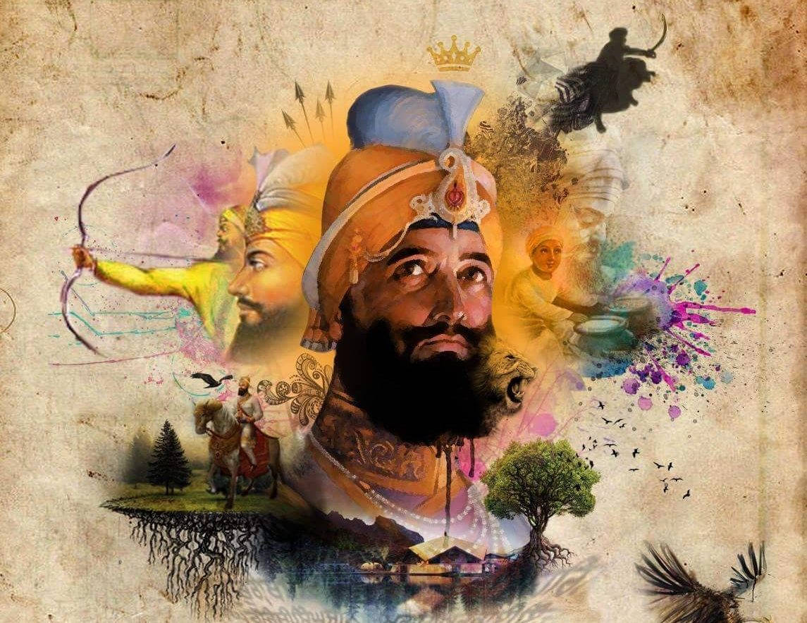 Guru Gobind Singh Ji On Parchment Wallpaper