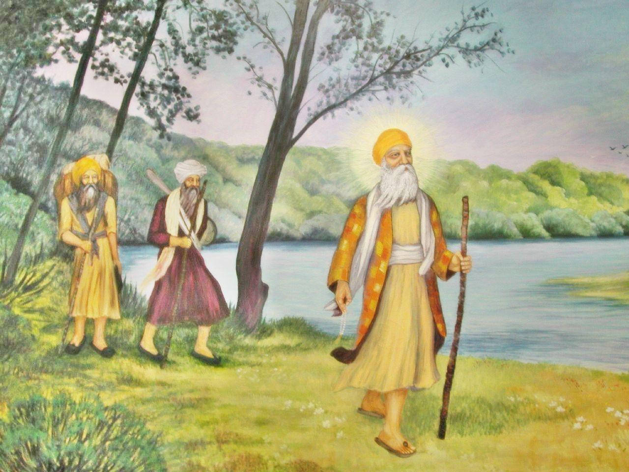Guru Nanak Dev Ji, Bhai Bala, And Bhai Mardana Wallpaper