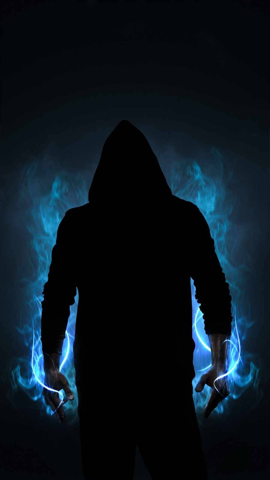 Guy With Hoodie In Blue Flames Wallpaper