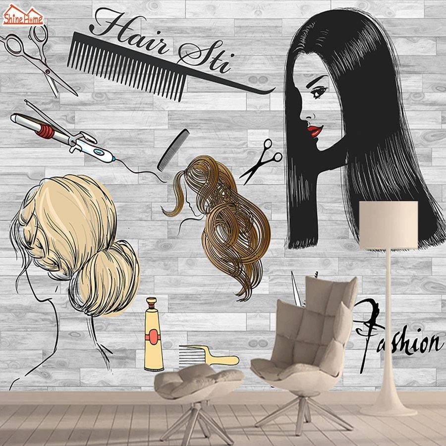 Hair Salon Wall Design Wallpaper