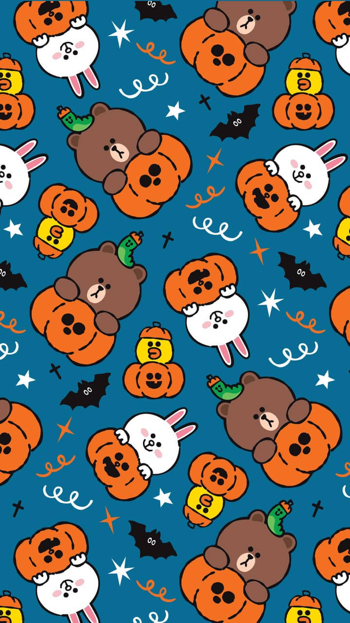 Halloween Pattern Line Friends Wallpaper