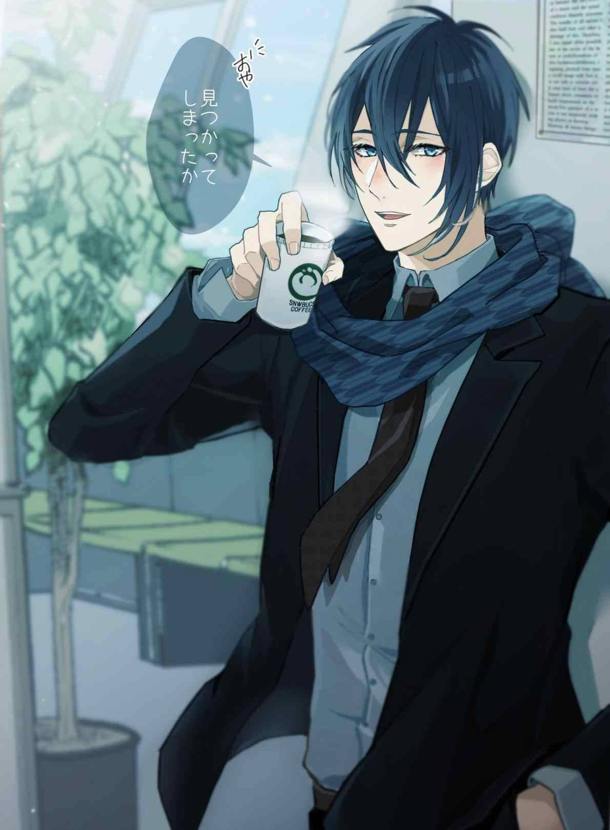 Handsome Anime Boy With Hot Coffee Wallpaper