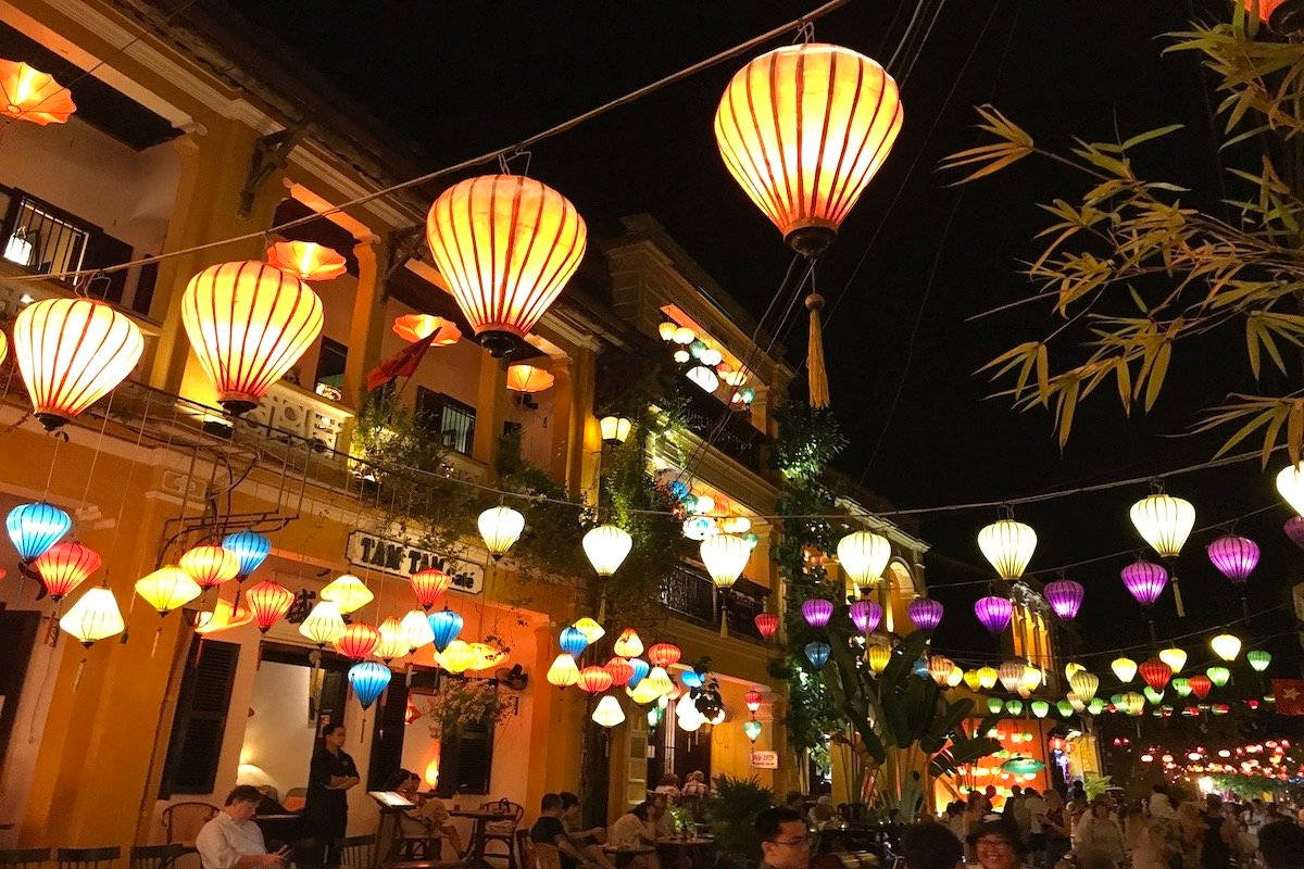 Hanoi With Hanging Colorful Lanterns Wallpaper