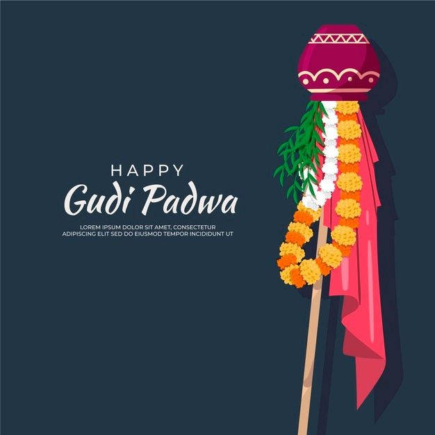 Happy Gudi Padwa Blue Background Wallpaper