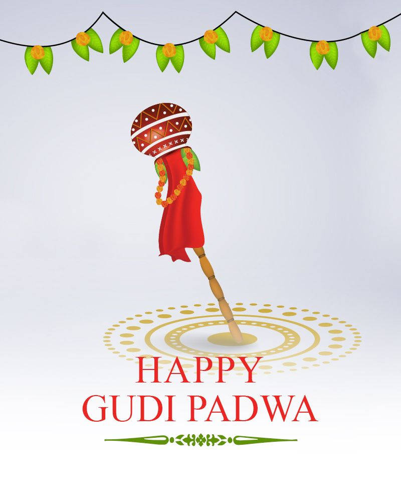 Happy Gudi Padwa White Background Wallpaper