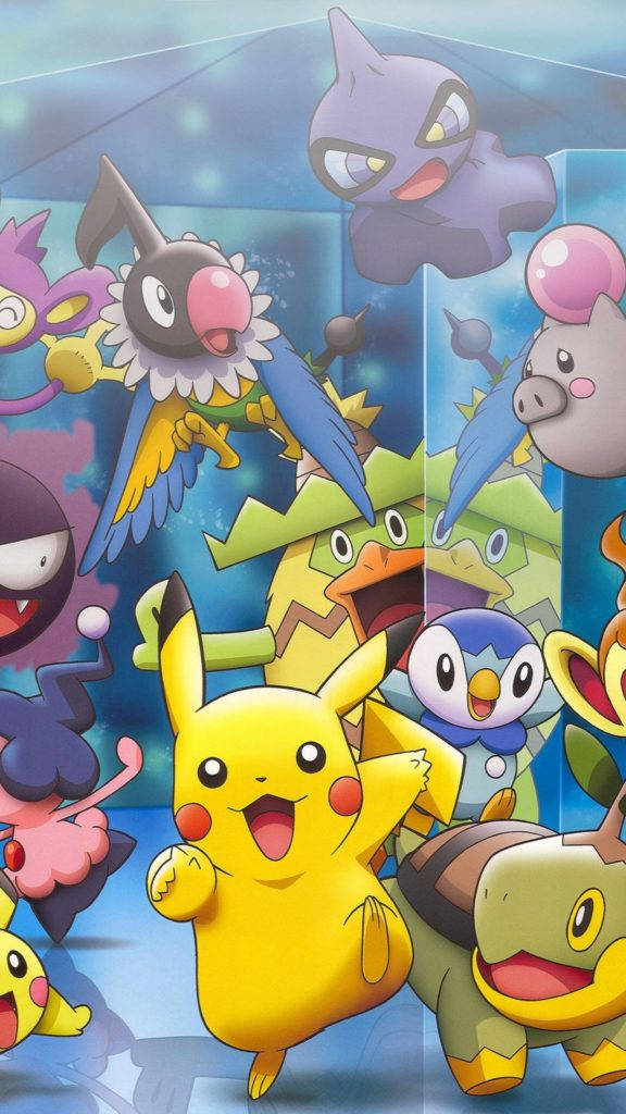 Happy Pikachu And Friends Pokemon Iphone Wallpaper