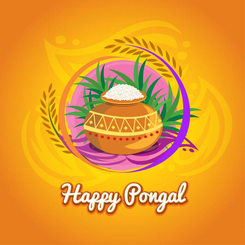 Happy Pongal Digital Drawing Wallpaper