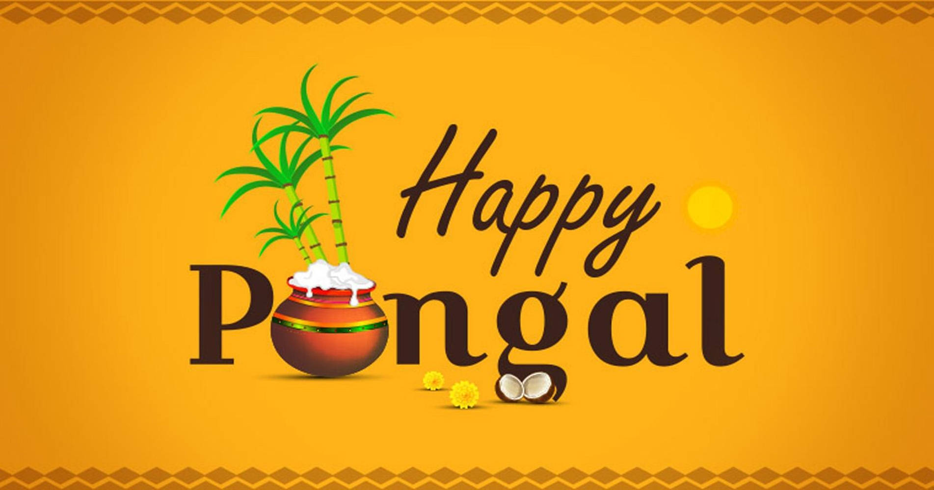 Happy Pongal Typography Wallpaper