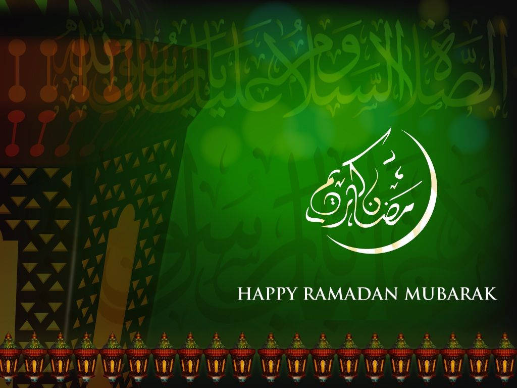 Happy Ramadan Mubarak In Green Wallpaper