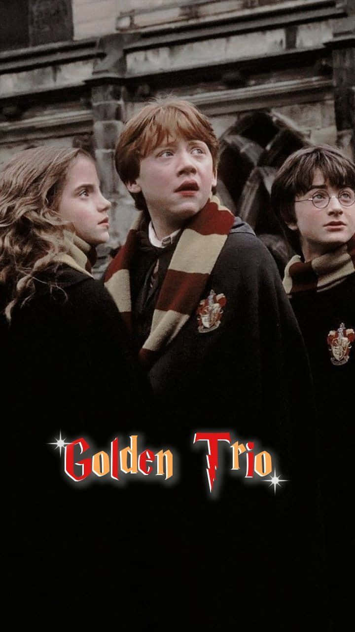 Harry Potter And The Golden Trio: Harry Potter, Ron Weasley, And Hermione Granger Wallpaper