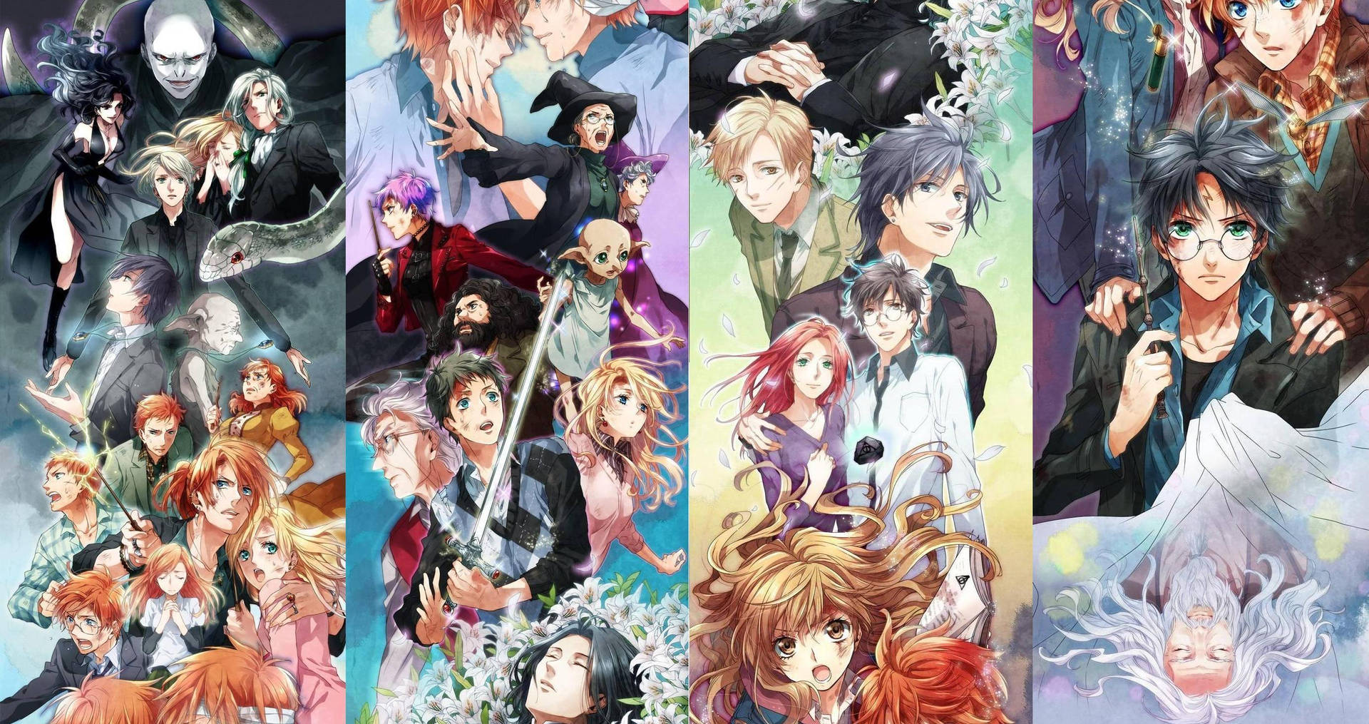 Harry Potter Anime Collage Wallpaper