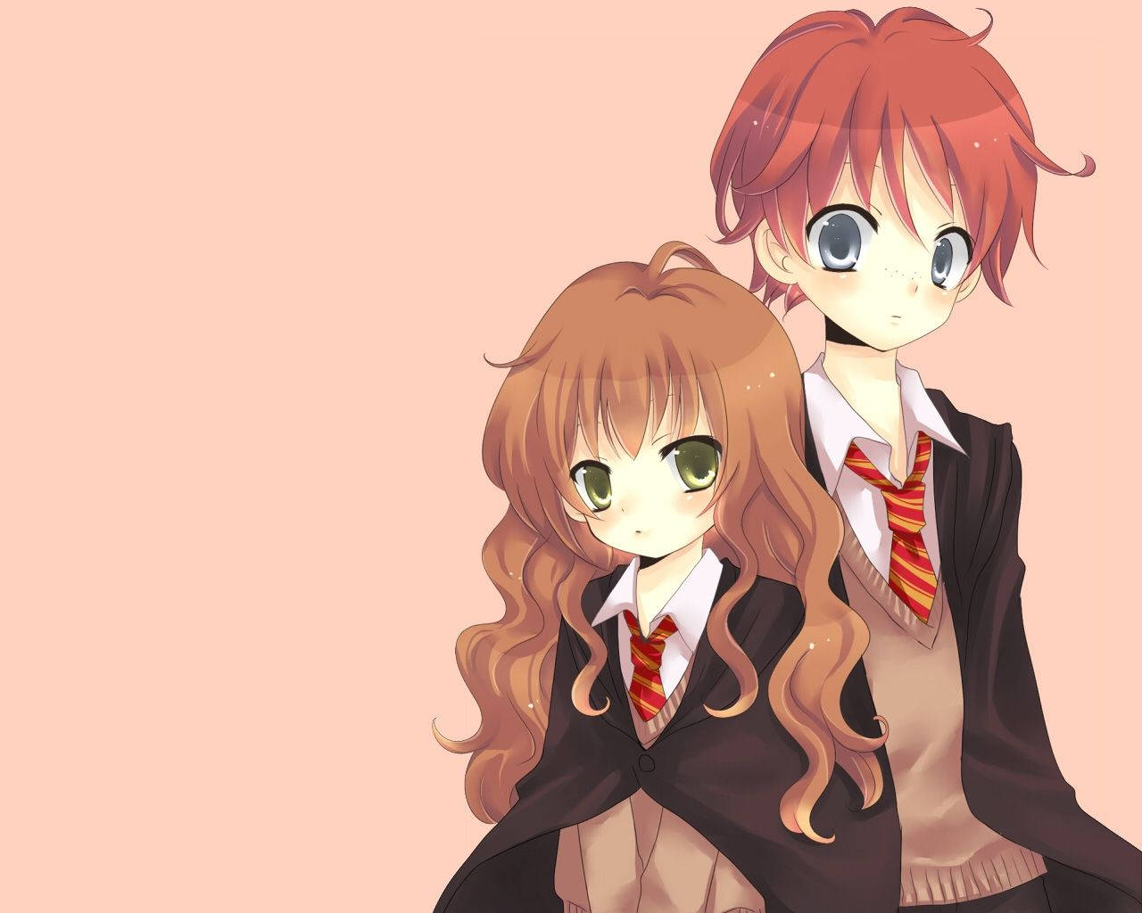 Harry Potter Anime Ron And Hermione Wallpaper