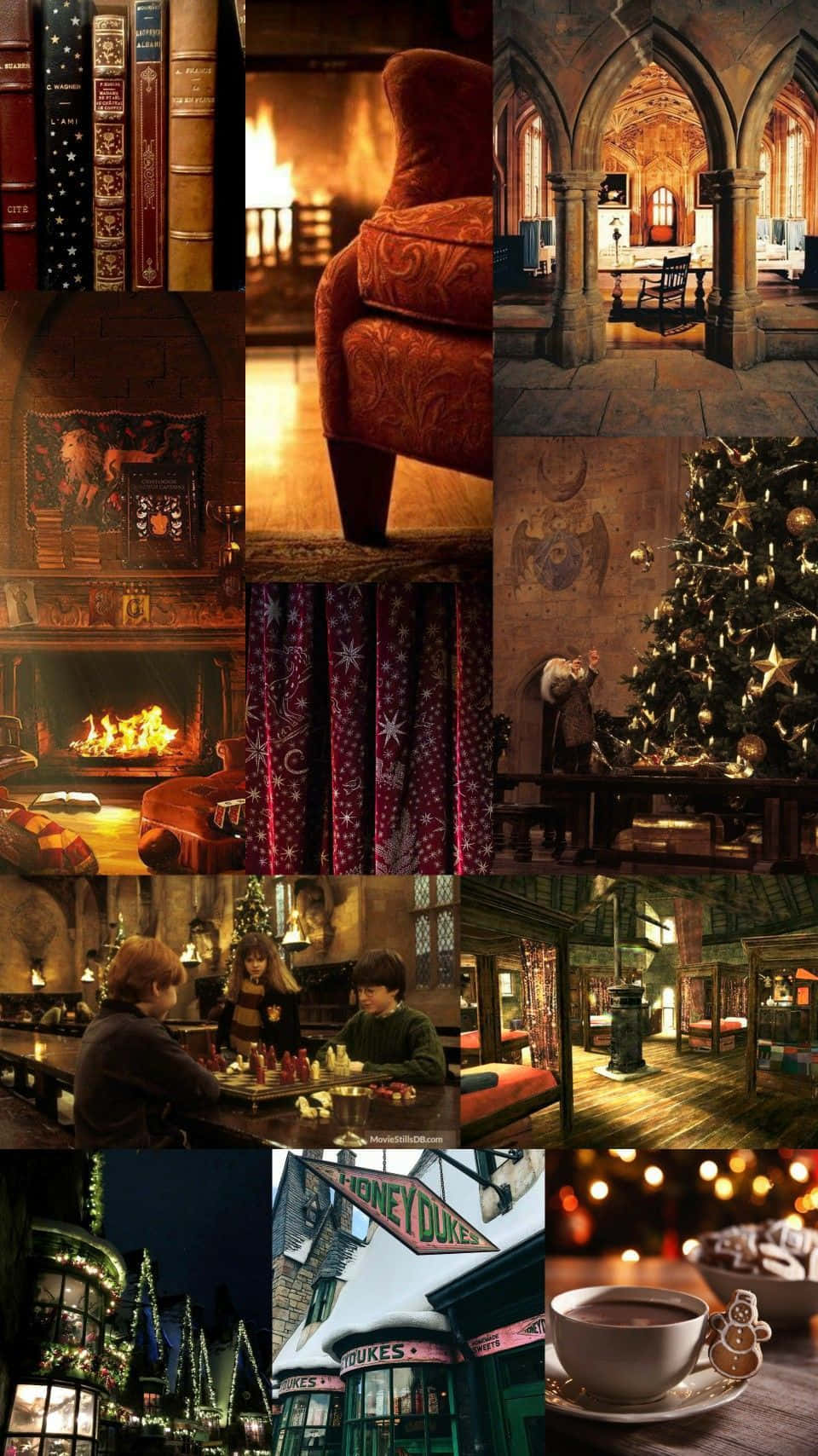 Harry Potter Christmas Scene Collage Wallpaper