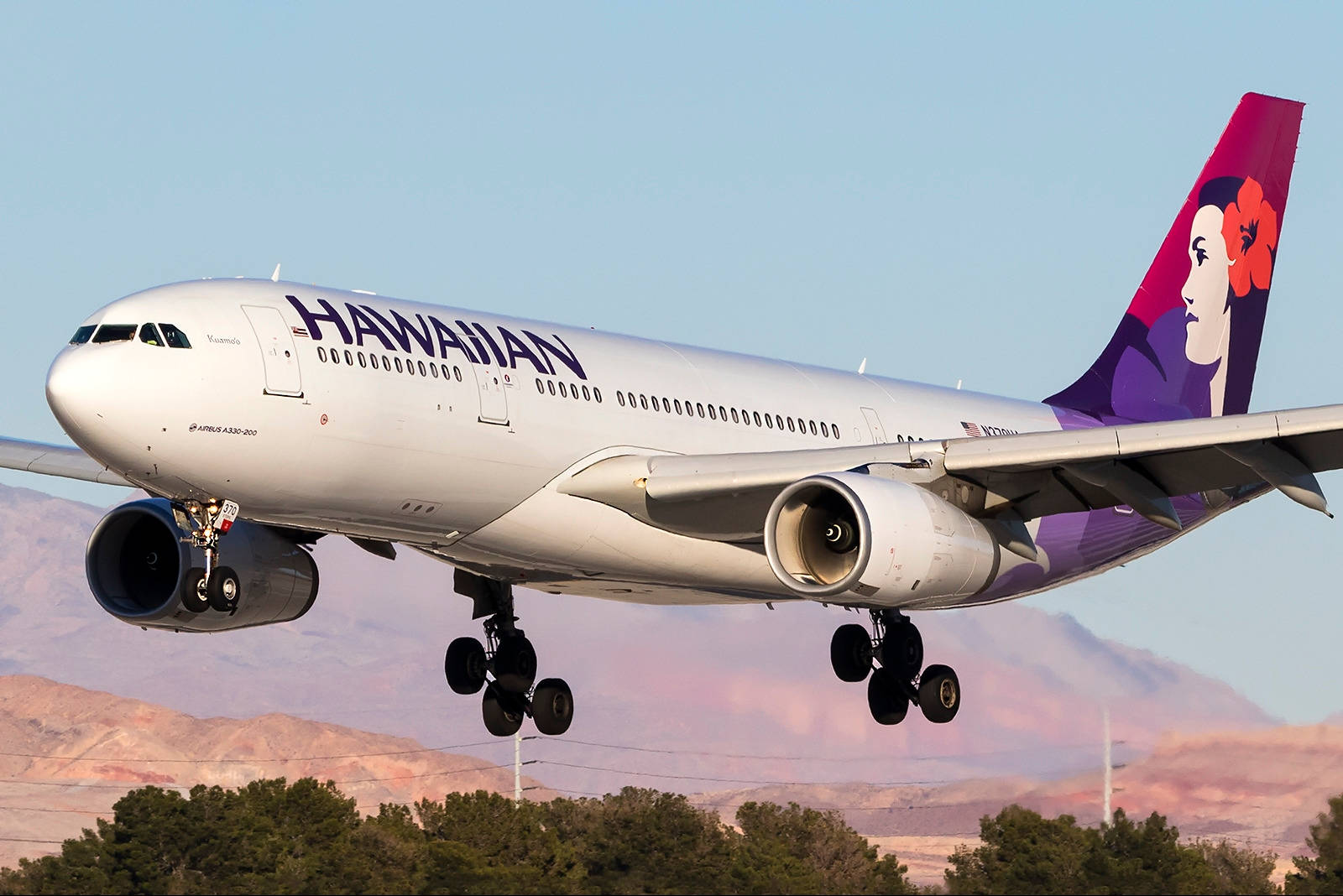 Hawaiian Airlines Plane And Dry Mountains Wallpaper