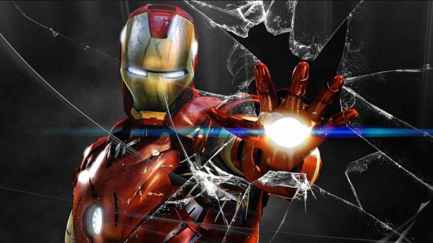 Hd Iron Man Breaks Through Glass Wallpaper