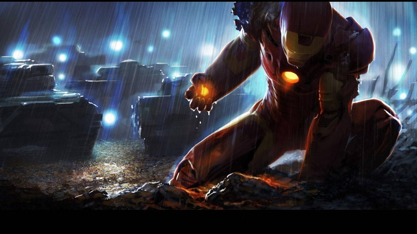 Hd Iron Man Surrounded By Tanks Wallpaper