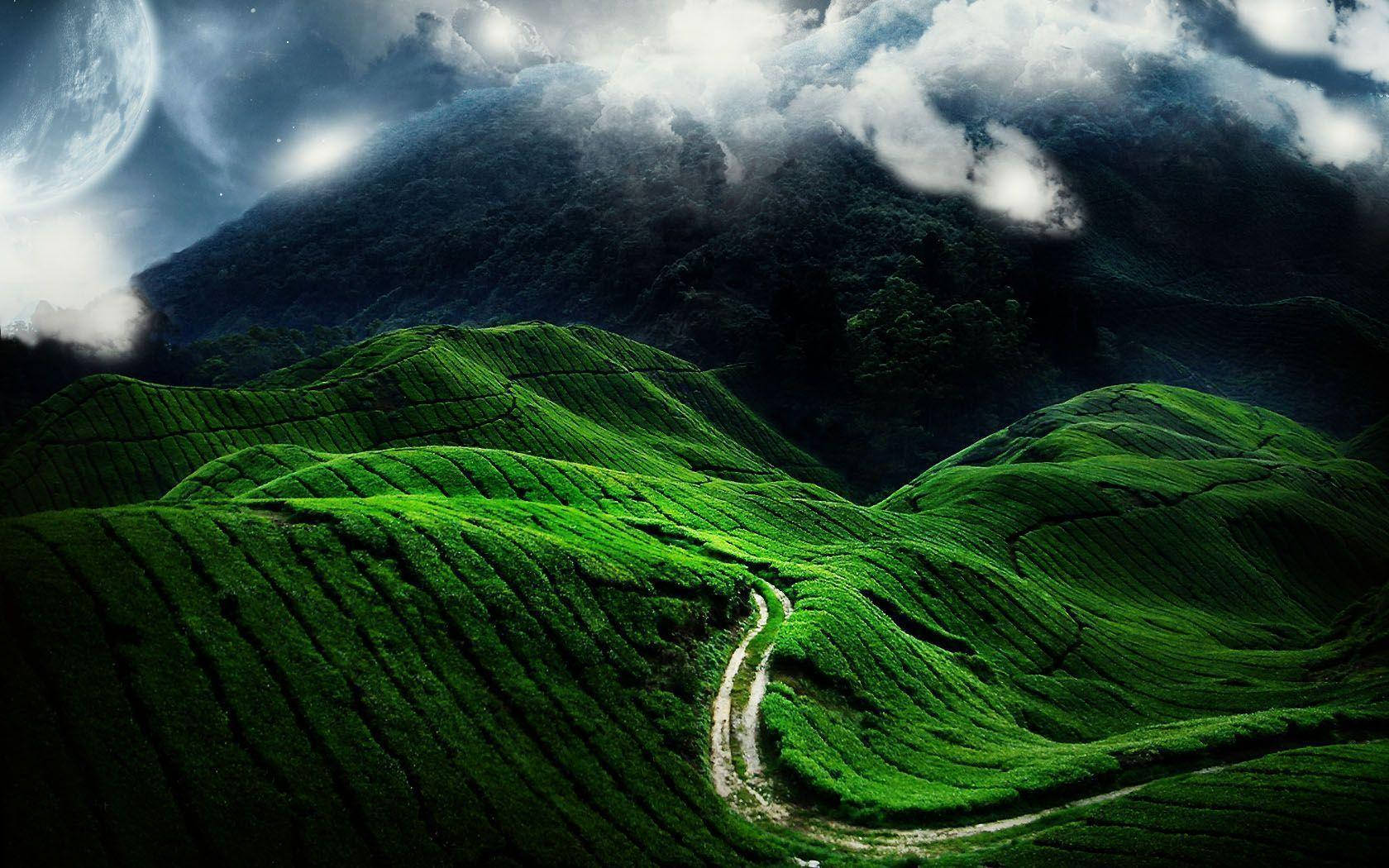 Hd Nature Green Hills Wallpaper