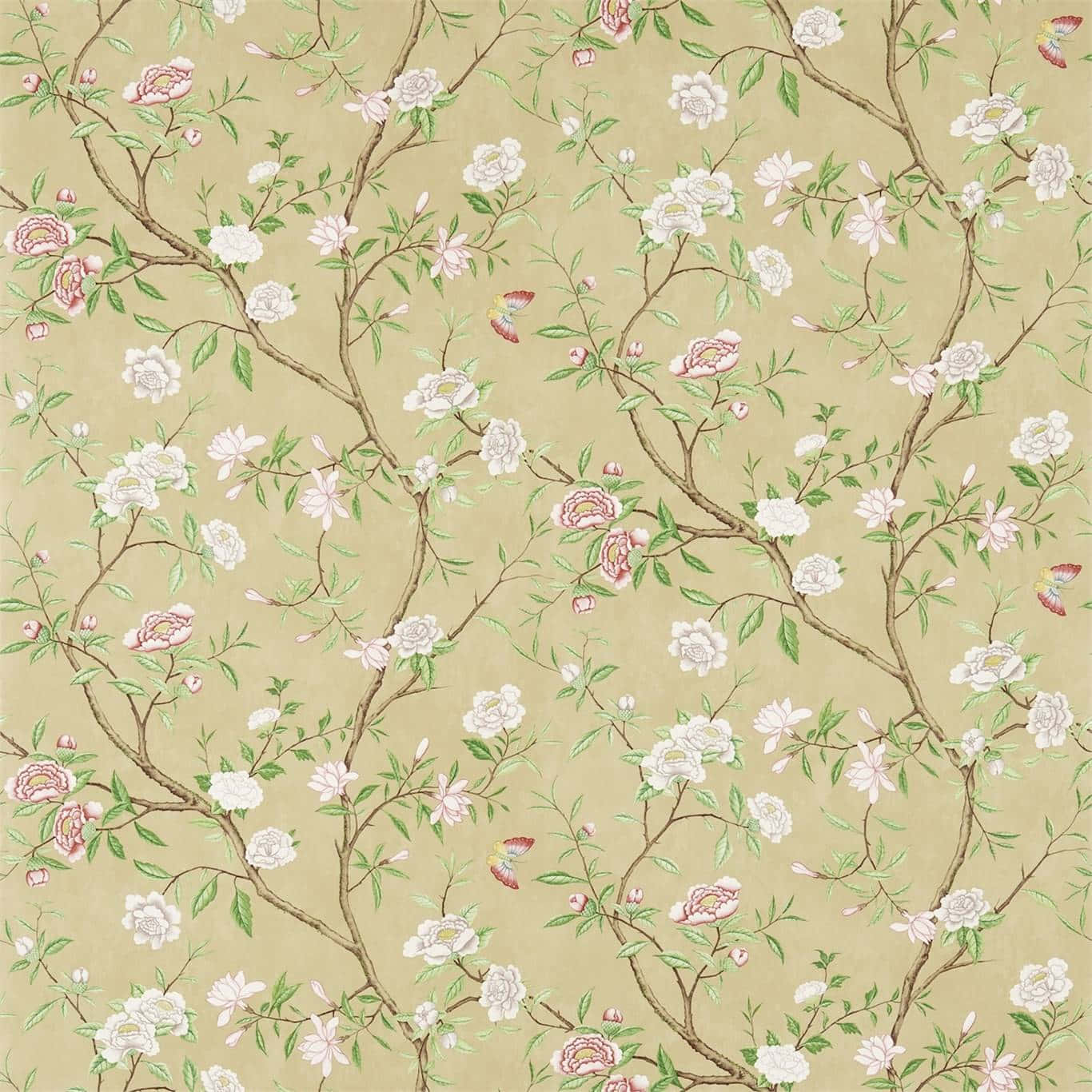 Hd Pattern Roses And Butterflies Wallpaper